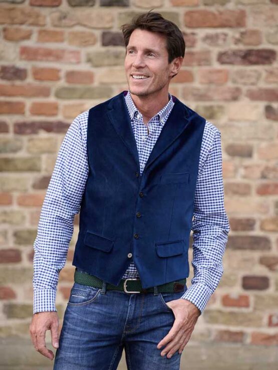 Velours Vestje met revers Navy