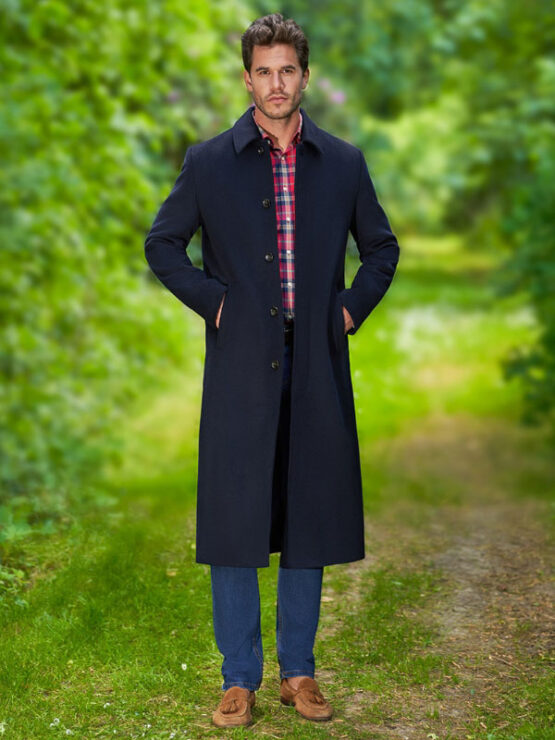 Blauwe Herenmantel "Delchester"