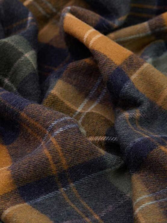 BARBOUR Brack Patchwork Tartan Scarf Forest/Bronze Brown - Afbeelding 5