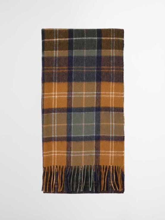 BARBOUR Brack Patchwork Tartan Scarf Forest/Bronze Brown