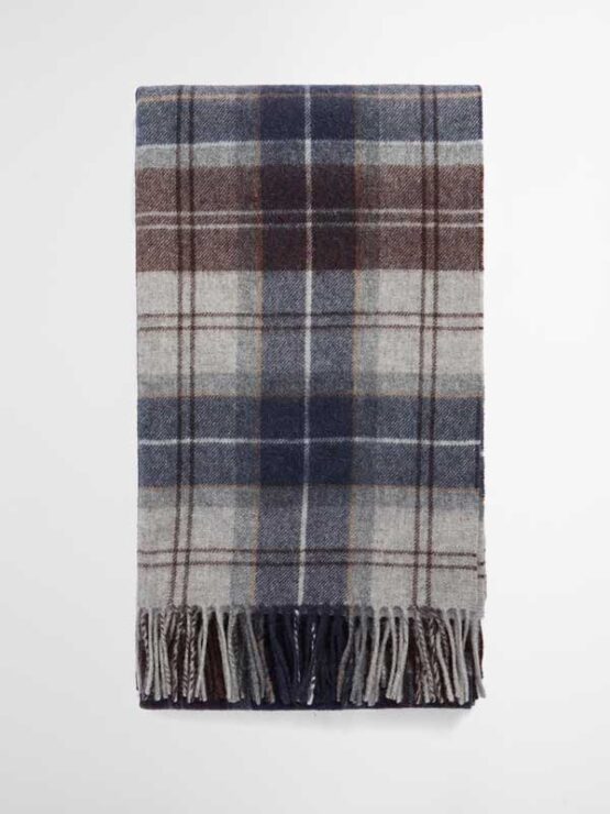 BARBOUR Brack Patchwork Tartan Scarf Midnight Oak Tartan