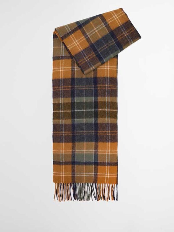 BARBOUR Brack Patchwork Tartan Scarf Forest/Bronze Brown - Afbeelding 2