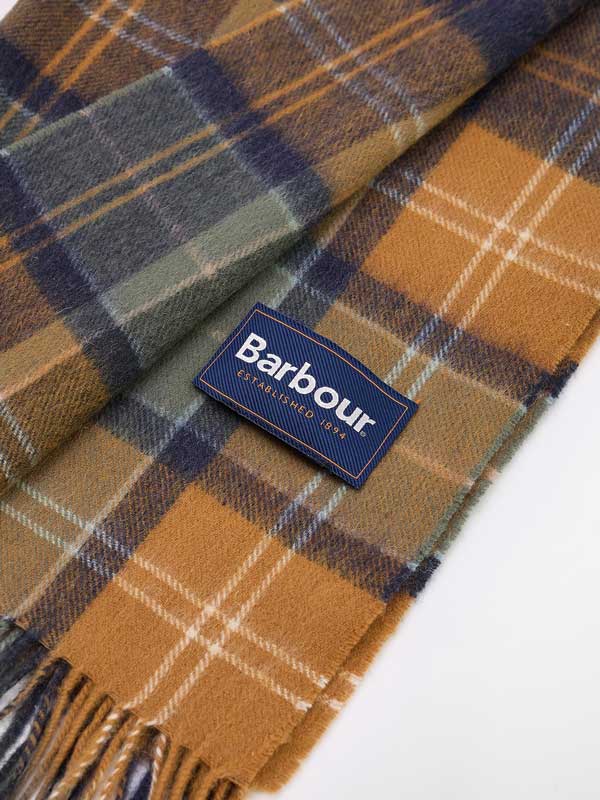 BARBOUR Brack Patchwork Tartan Scarf Forest/Bronze Brown - Afbeelding 4