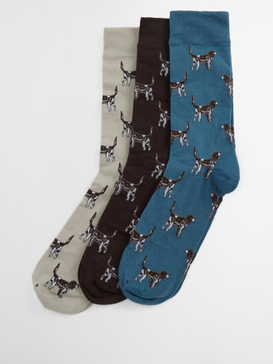 Barbour Pointer Dog Socks Gift Box Bluestone