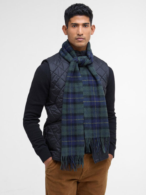 Barbour Scarf Tartan Lambswool Olive Night