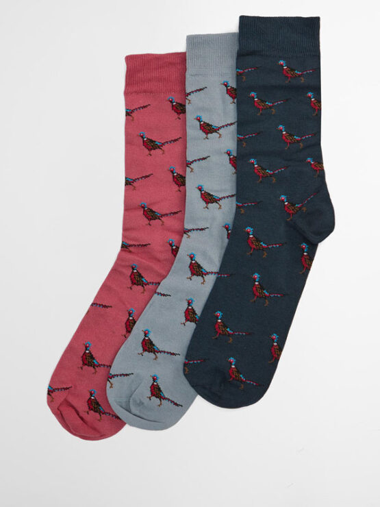 Barbour Pheasant Socks Gift Box Pink Mix