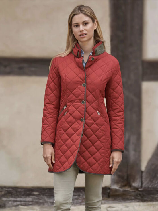 Wellington, Harris Tweed damesjas gesteppt met Polarfleece Red Dahlia