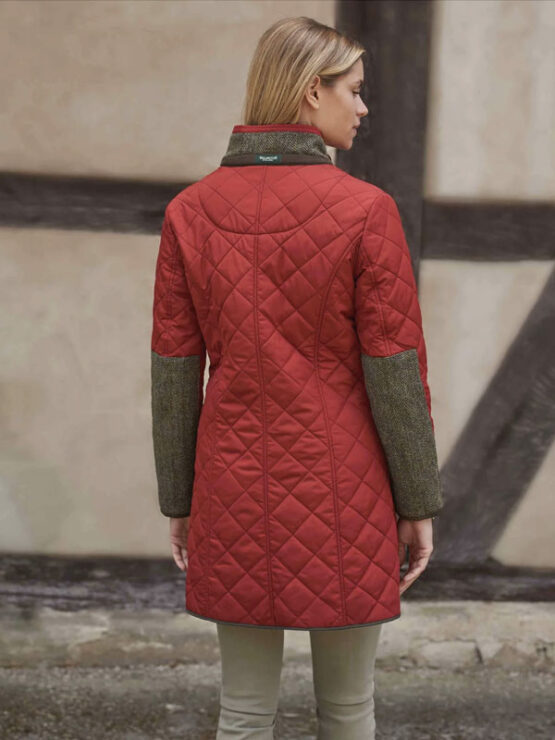Wellington, Harris Tweed damesjas gesteppt met Polarfleece Red Dahlia - Afbeelding 2