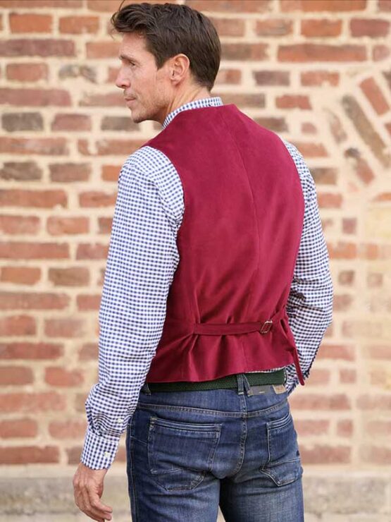 Heren Velours Vest Met Revers Rood - Afbeelding 2