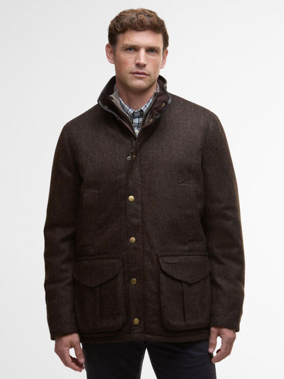 Barbour Hereford Tweed Wool Jacket Rustic Brown