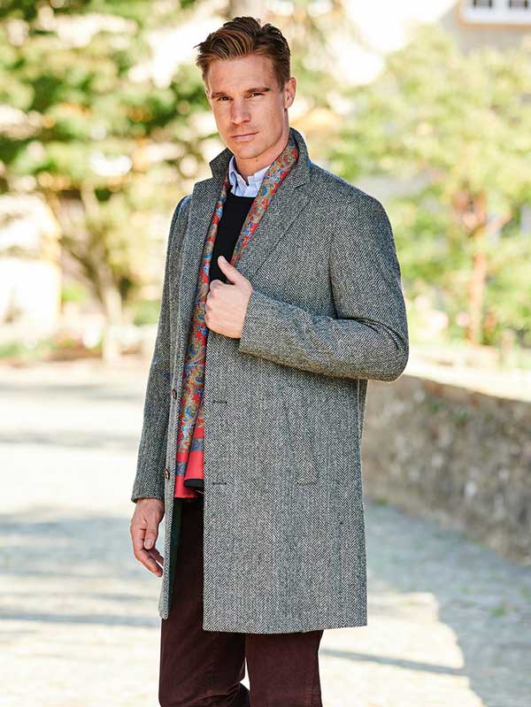 Harris Tweed Overjas, Grey herringbone - Afbeelding 4