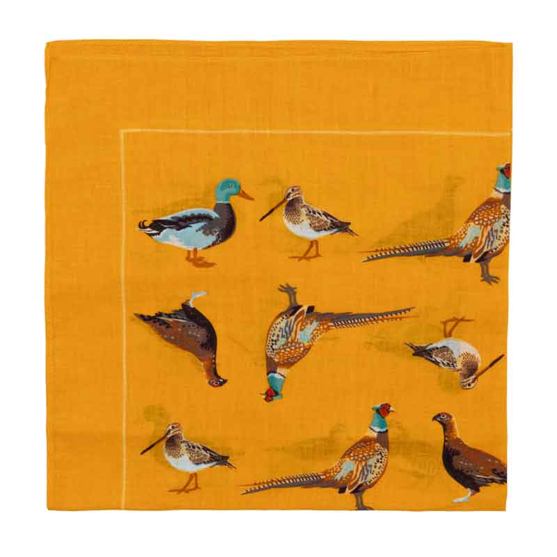 Handkerchiefs__Birds_Gold_Cotton