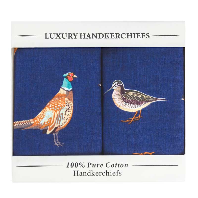 Handkerchiefs__Pack_Of_Two_Game_Bird_Cotton_Navy