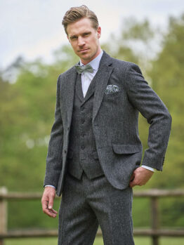 Harris Tweed Jacket London In Anthra Herringbone