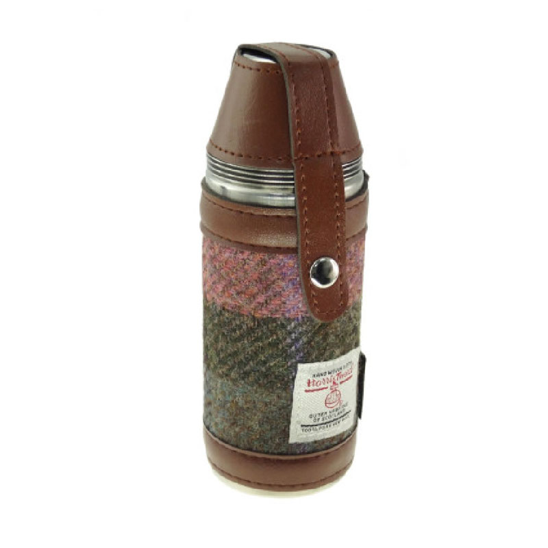Harris_Tweed_Hunting_Flask_Muted_Green___Rose_Pink_Tartan