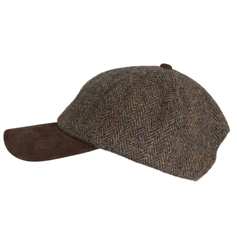 Harris Tweed Baseball Cap Brungton Suède leren klep Charcoal - Afbeelding 3