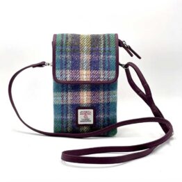 Harris Tweed Mini Crossbody Bag in Green/Purple Plaid