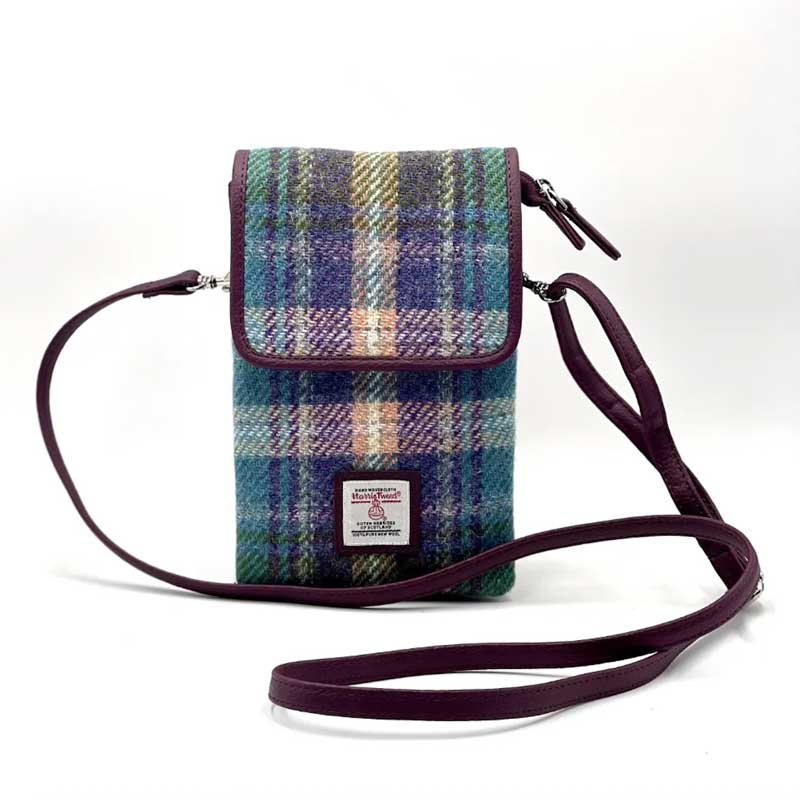 Harris Tweed Mini Crossbody Bag in Green/Purple Plaid