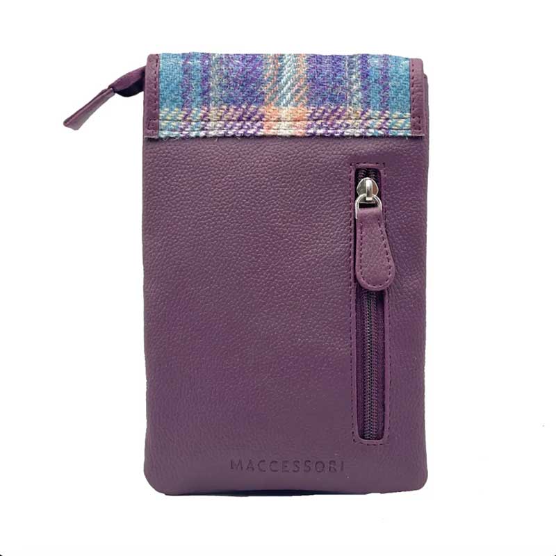 Harris Tweed Mini Crossbody Bag in Green/Purple Plaid - Afbeelding 3