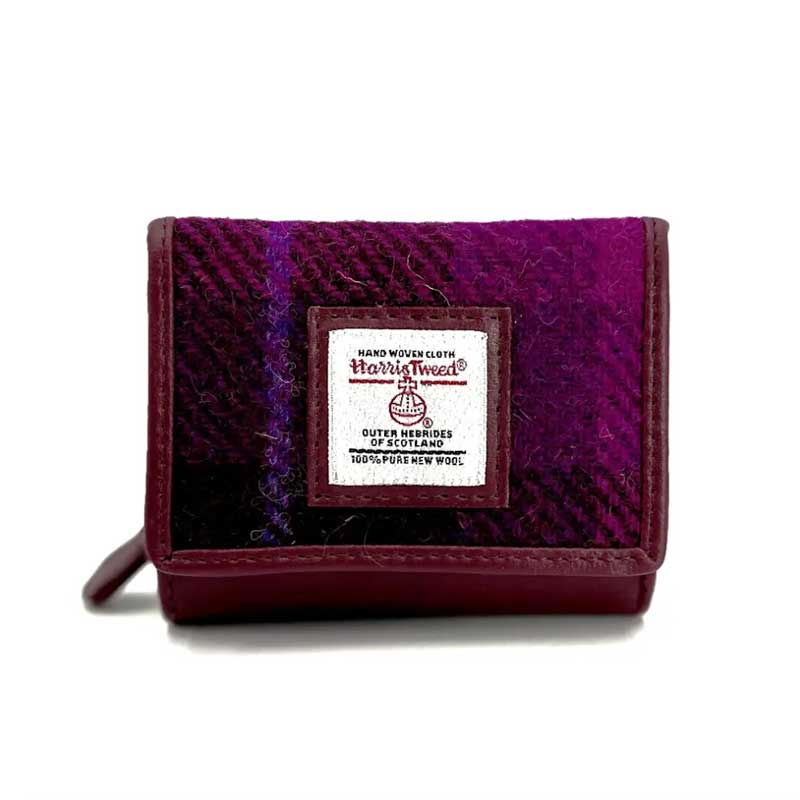 Harris_Tweed_Trifold_Purse_In_Purple_Check