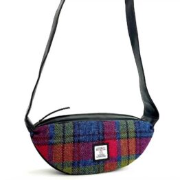Harris Tweed Sling Bag In Blue/Pink Check