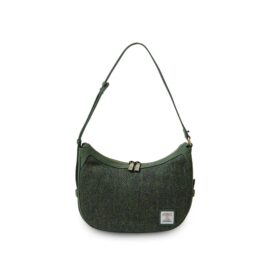Harris Tweed Shoulder Bag, The Ellon, Islander, Dark Green Herringbone