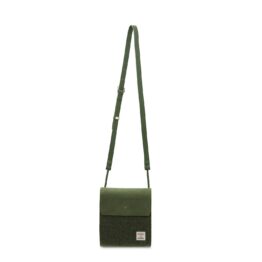 Harris Tweed Clutch, The Eilidh, Islander, Dark Green Herringbone