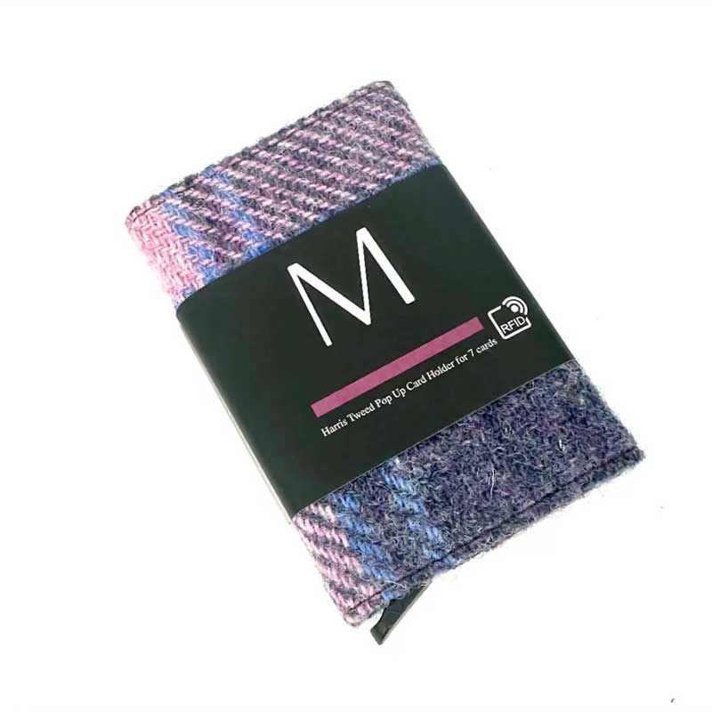 Harris Tweed Pop Up Card Holder In Pastel Pink - Afbeelding 2