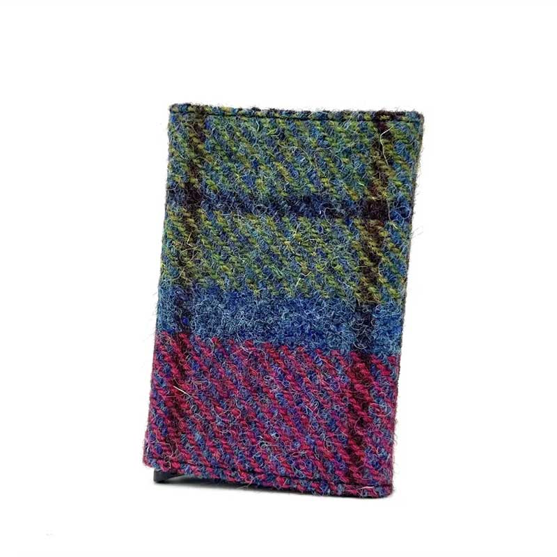 Harris Tweed Pop Up Card Holder In Blue/Pink Check - Afbeelding 5