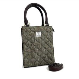 Harris Tweed Quilt Mini Tote Bag In Country Green