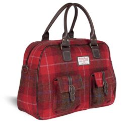 Harris Tweed Oxna Travel Bag Red Check