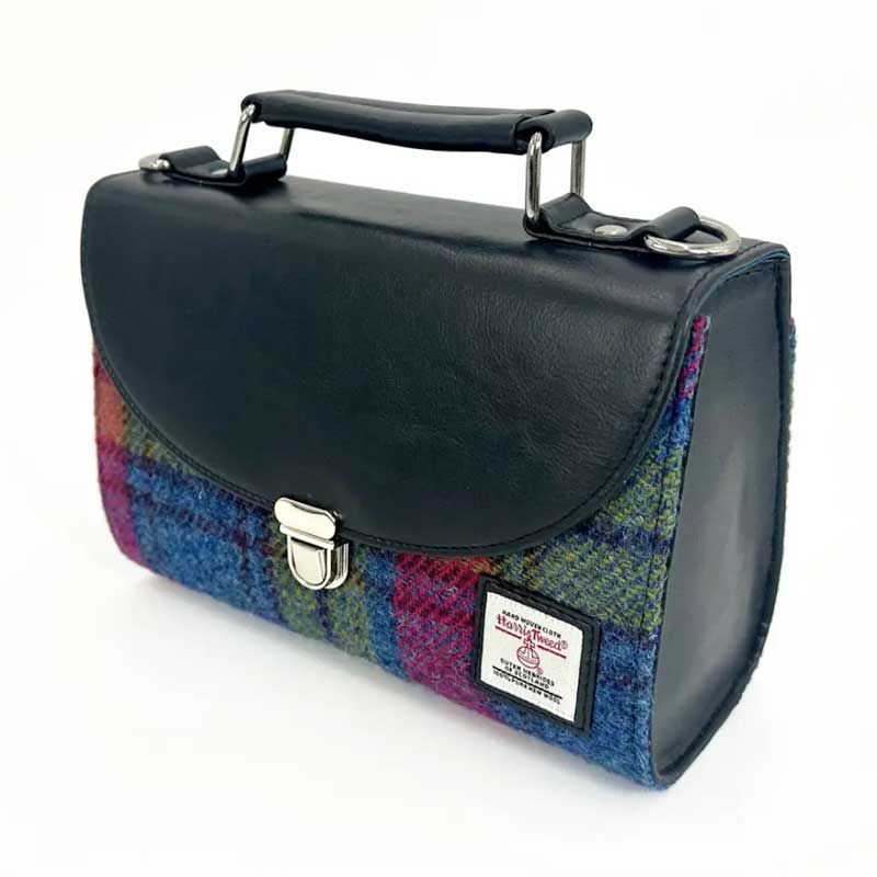 Harris Tweed Mini Day Bag In Blue/Pink Check - Afbeelding 5