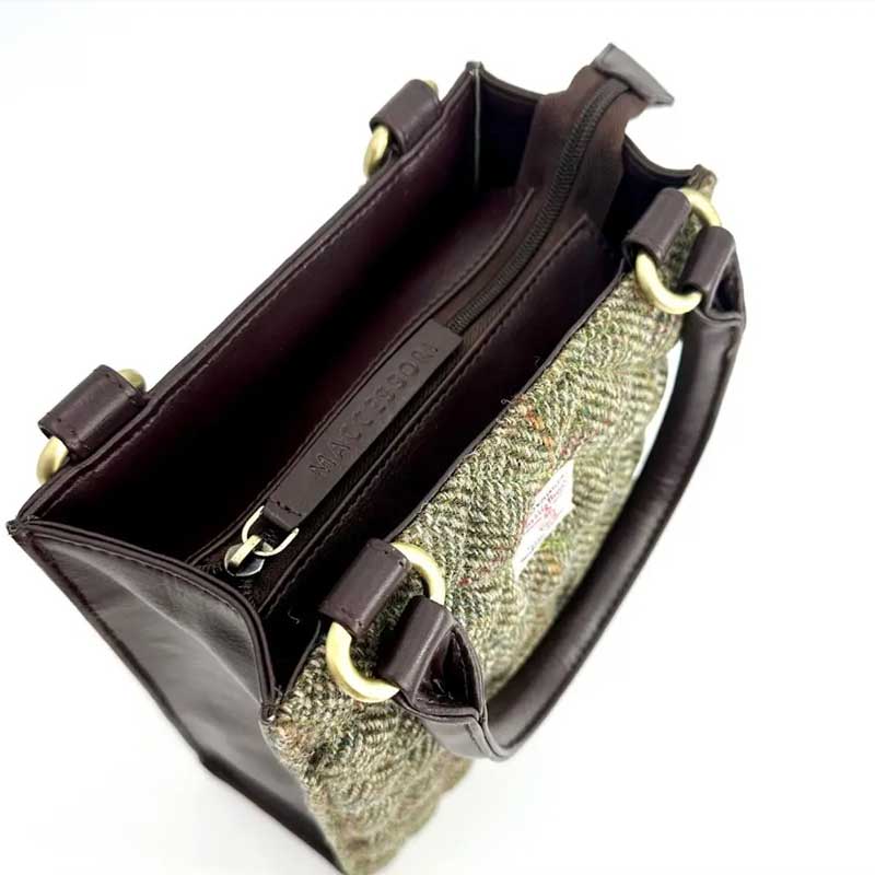 Harris Tweed Quilt Mini Tote Bag In Country Green - Afbeelding 5