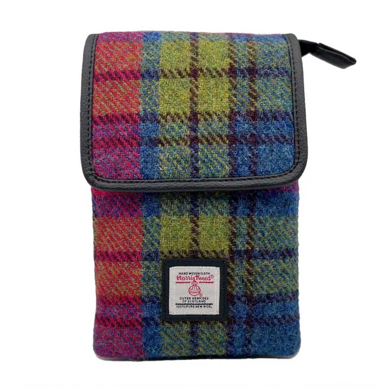 Harris Tweed Mini Crossbody Bag in Blue/Pink Check - Afbeelding 2