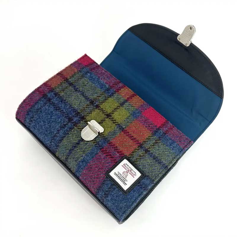 Harris Tweed Mini Day Bag In Blue/Pink Check - Afbeelding 2