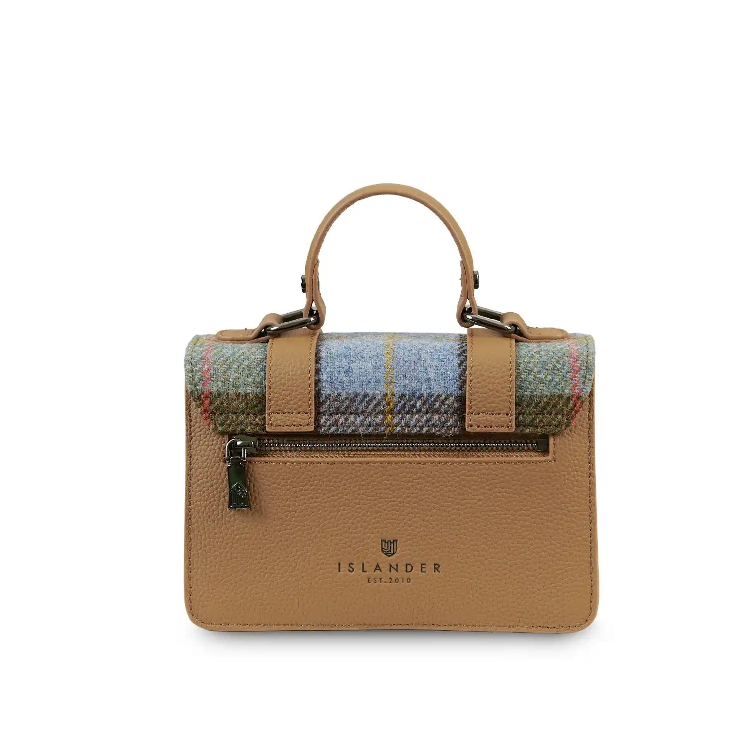 Harris Tweed Clutch, The Leather Mini Satchel, Islander, Chestnut-Blue Tartan - Afbeelding 3