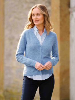Merino Vest The Cardigan Met Harris Tweed Details Blue