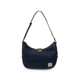 Harris Tweed Shoulder Bag, The Ellon, Islander,Navy Over-Check
