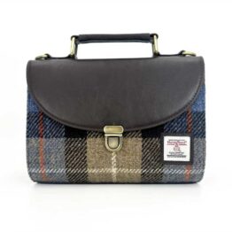 Harris Tweed Mini Day Bag In Blue/Brown Check