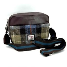 Harris Tweed Camera Bag In Blue/Brown Check