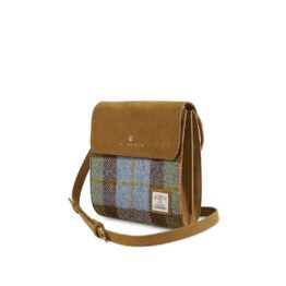 Harris Tweed Clutch, The Eilidh, Islander, Chestnut-Blue Tartan