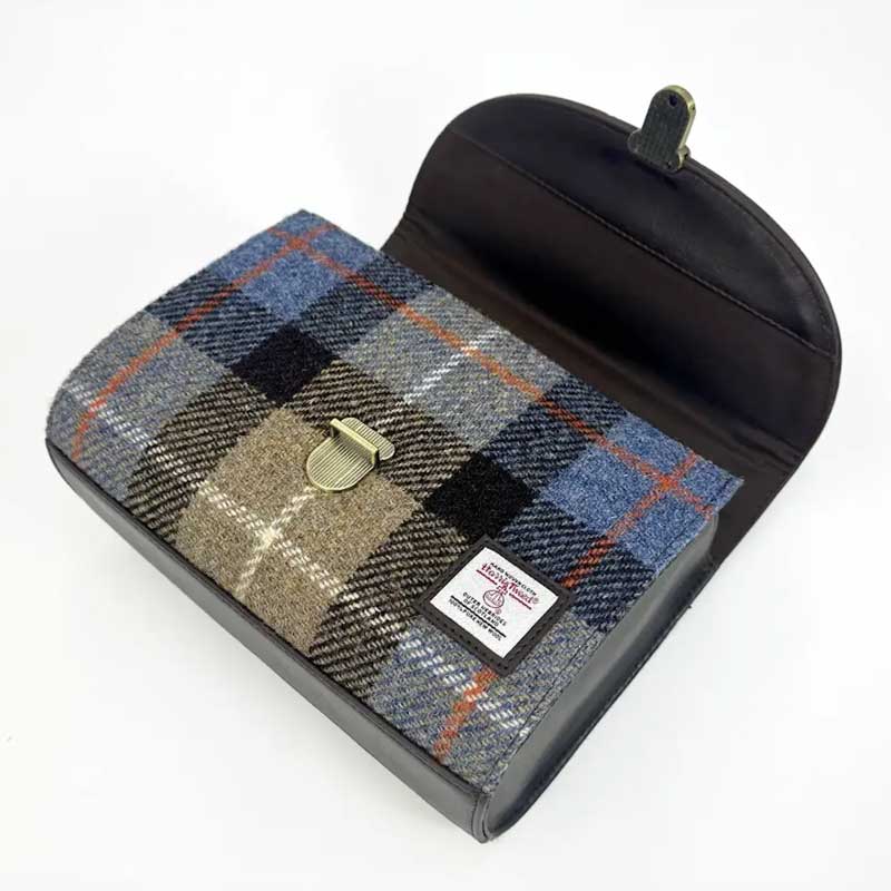 Harris Tweed Mini Day Bag In Blue/Brown Check - Afbeelding 2