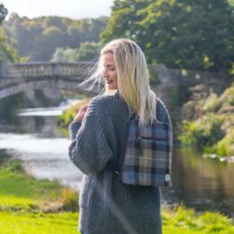 Harris Tweed Backpack In Blue/Brown Check