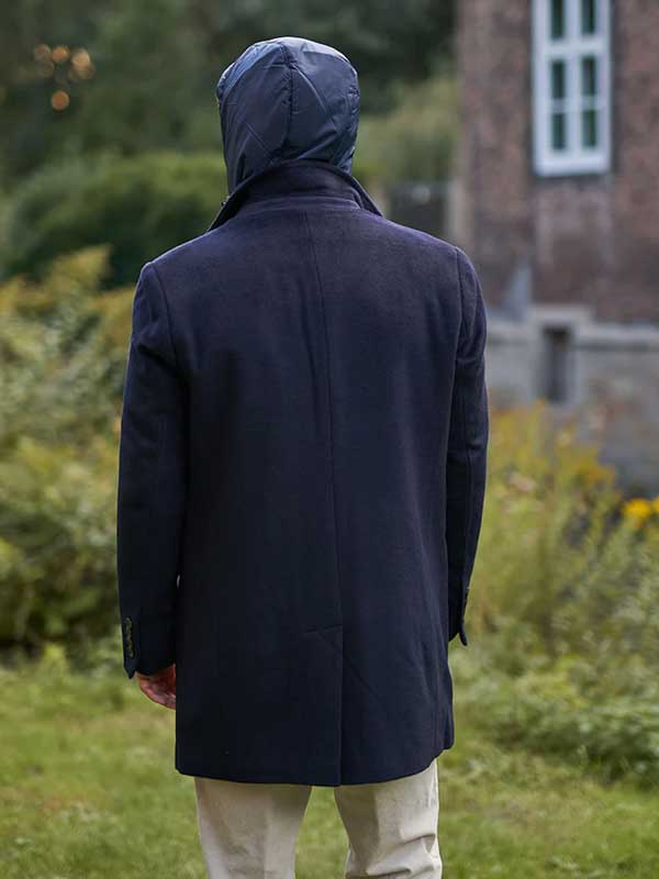 Heren Korte Jas Flynston Met Vest-Inzetstuk In Navy - Afbeelding 3