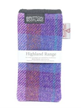 Harris Tweed Highland Range Glasses Case Pink Lavender Plaid