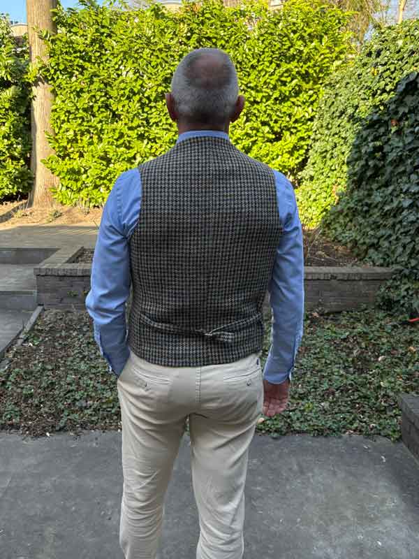 Harris Tweed Vestje Wales Met Revers In Houndstooth Tweed - Afbeelding 2