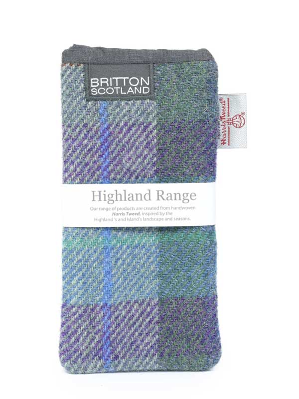 Harris_Tweed_Highland_Range_Glasses_Case_Blue_Green_Plaid