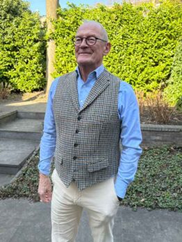 Harris Tweed Vestje Wales Met Revers In Houndstooth Tweed