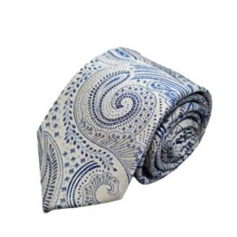 Stropdas Zijde Ivoor Blauw