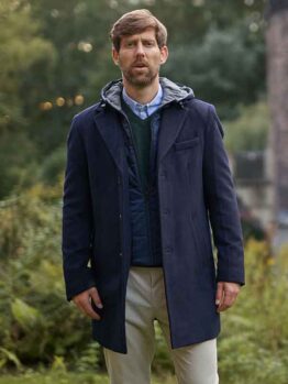 Heren Korte Jas Flynston Met Vest-Inzetstuk In Navy